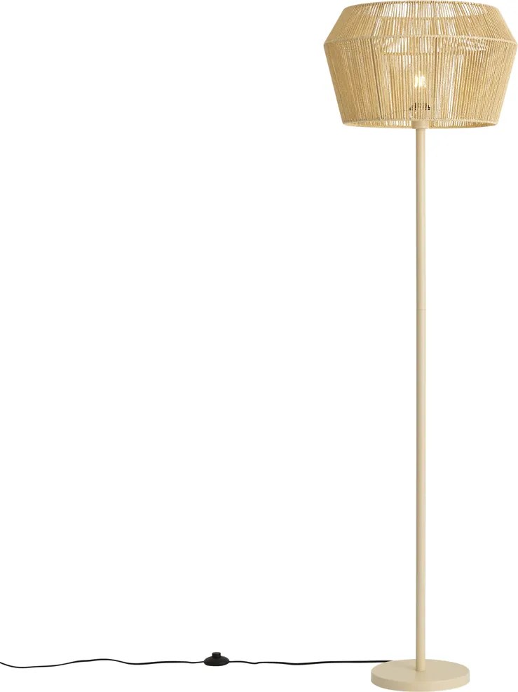 Lampa podłogowa beżowa z abażurem z papierowego sznurka 50/50/30 - Simplo