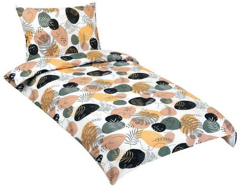 Bellatex Pościel bawełniana Kamyk musztardowy, 140 x 220 cm, 70 x 90 cm, 140 x 220 cm, 70 x 90 cm