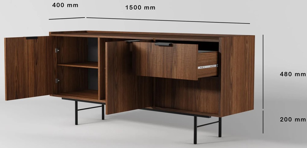 Komoda z szafką i szufladami orzech warmia E0-M80