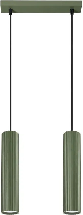 Karbowana podwójna wisząca lampa oliwkowa - D297 K3-W66