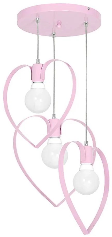 Dziecięca lampa wisząca LOVE 3xE27/60W/230V jasnoróżowa