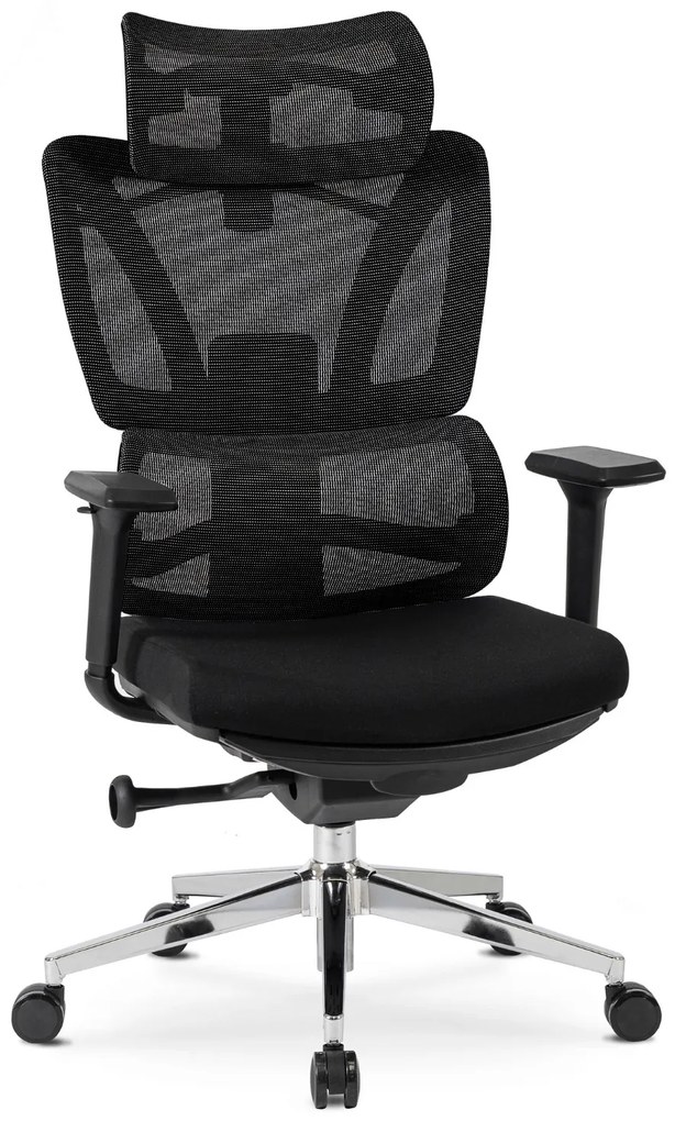 Fotel Biurowy Ergonomiczny Obrotowy z Podnóżkiem DELSIN Czarny