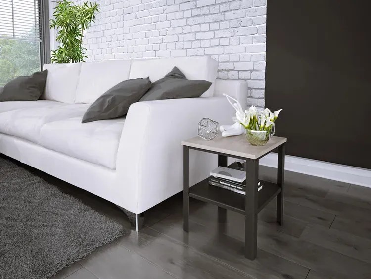 Industrialny stolik kawowy czarny + dąb sonoma L6-R64