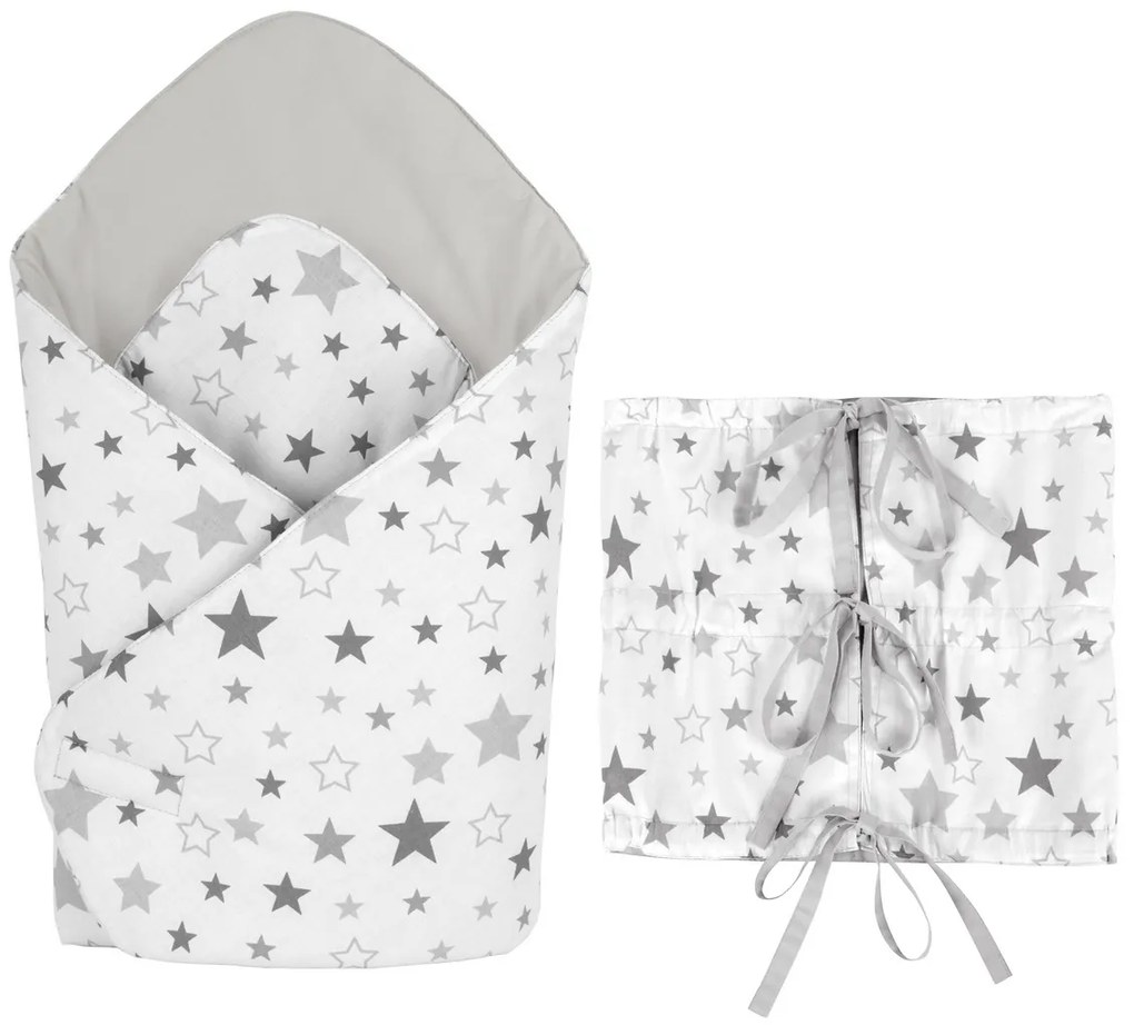 Owijka dziecięca Bellatex Stars szara, 75 x 75 cm