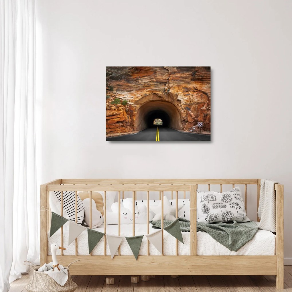 Obraz na szkle - tunel w skale (70x50 cm)