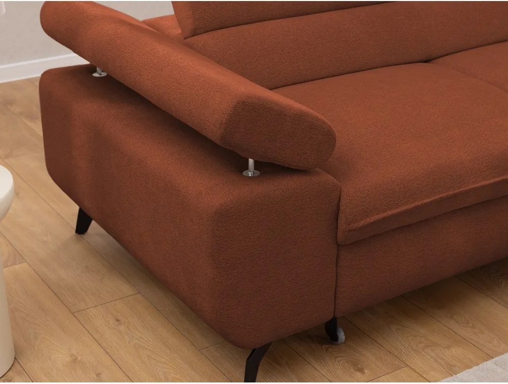 Narożnik z tkaniny szenilowej w kolorze terakoty (prawostronny/w kształcie litery L) Marbeya – Ropez