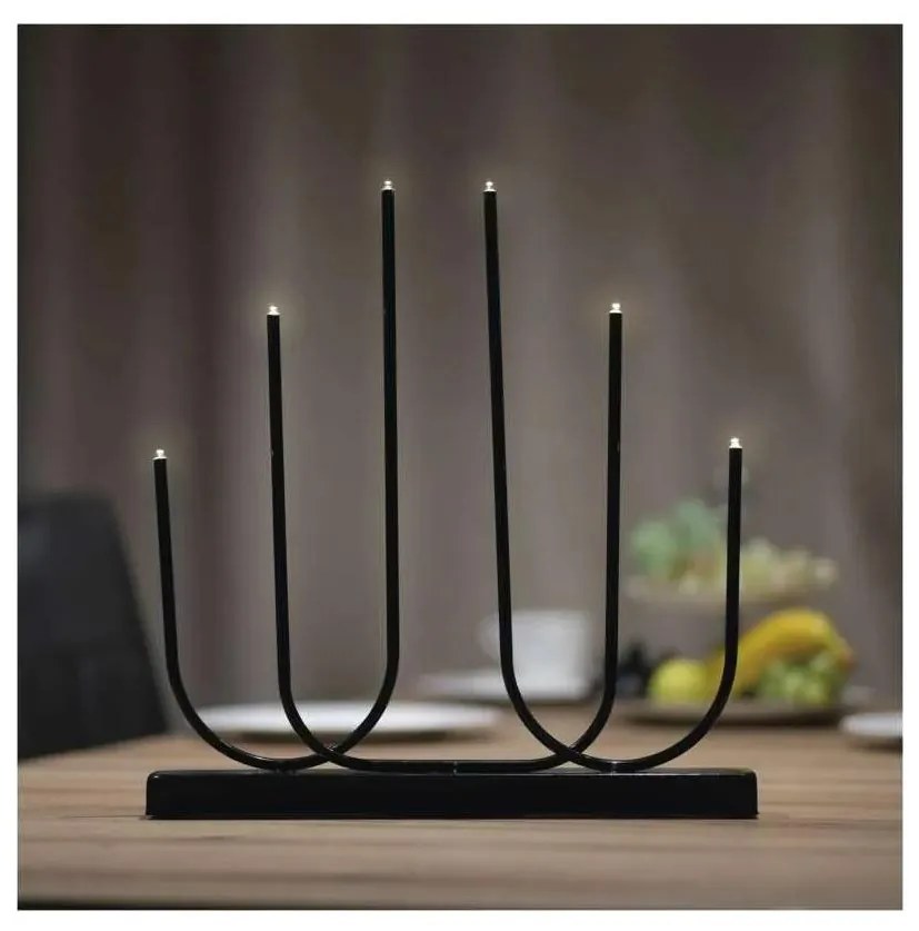 LED świecznik świąteczny 6xLED/2xAA czarny