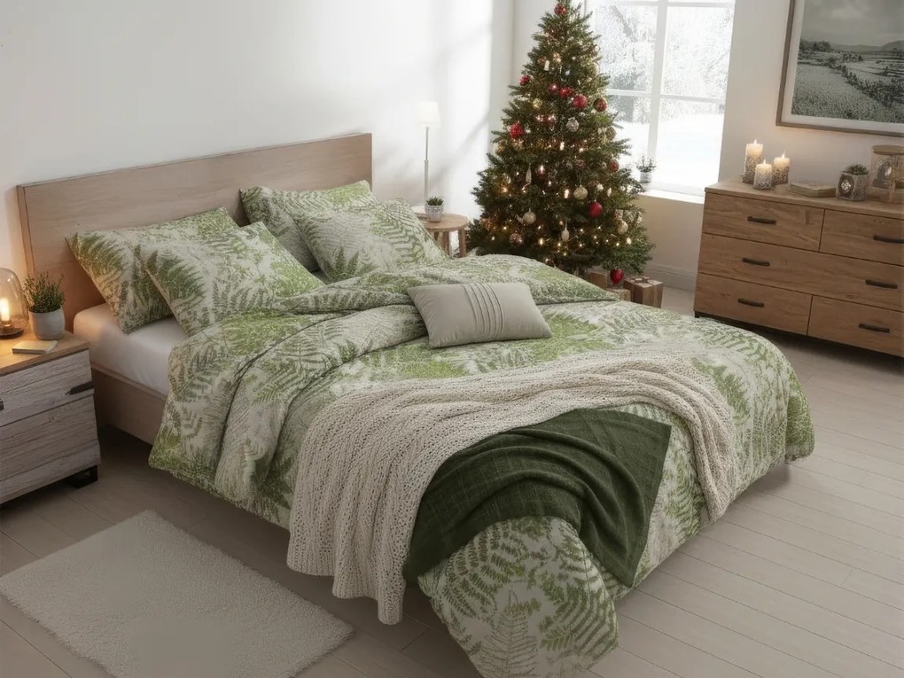 PrzytulneMieszkanie.pl PrzytulneMieszkanie.pl Pościel z bawełny renforcé SERAVINE zielona Rozmiar pościeli: 70 x 90 cm | 140 x 200 cm