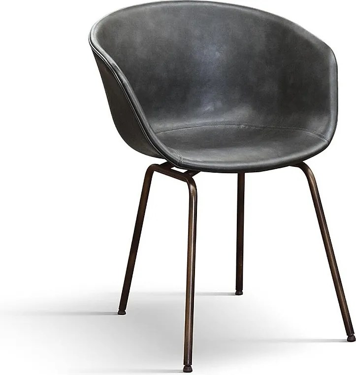 Zestaw 4 krzeseł pokrytych ekoskórą w kolorze antracytowym i czarnymi metalowymi nogami - COPENAGHEN