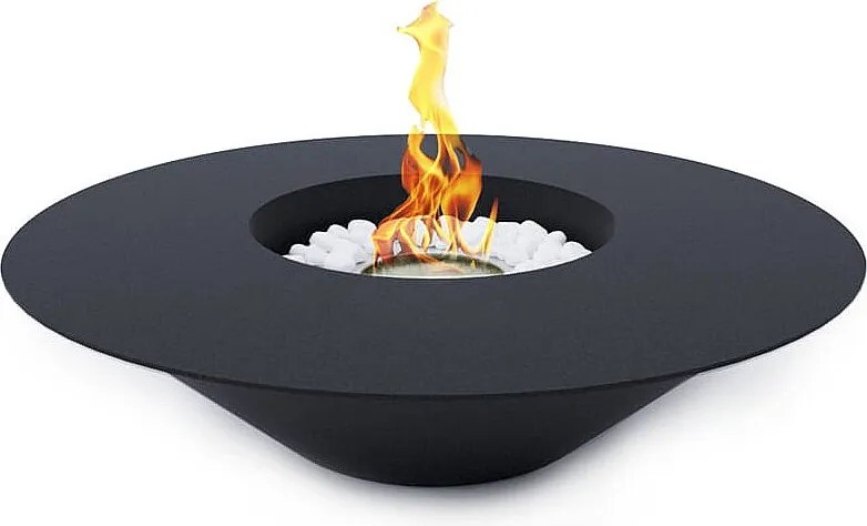 Czarny okrągły kominek ogrodowy na bioetanol SANTORINI D.60