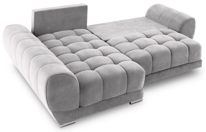 Jasnoszary rozkładany narożnik z aksamitnym obiciem Windsor &amp; Co Sofas Nuage, lewostronny
