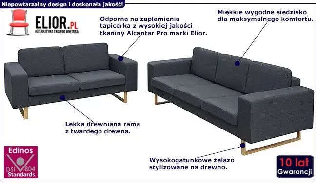 Zestaw wypoczynkowy Ladi 2+3 - Ciemnoszary
