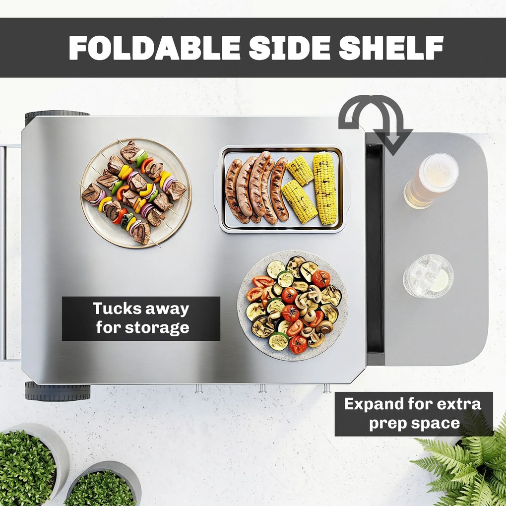 Outsunny Wózek kuchenny na kółkach, serwujący wózek z haczykami, uchwyt na ręczniki, stojak na worki na śmieci, stal nierdzewna, 115 x 67,5 x 80,5 cm, czarny | Aosom PL