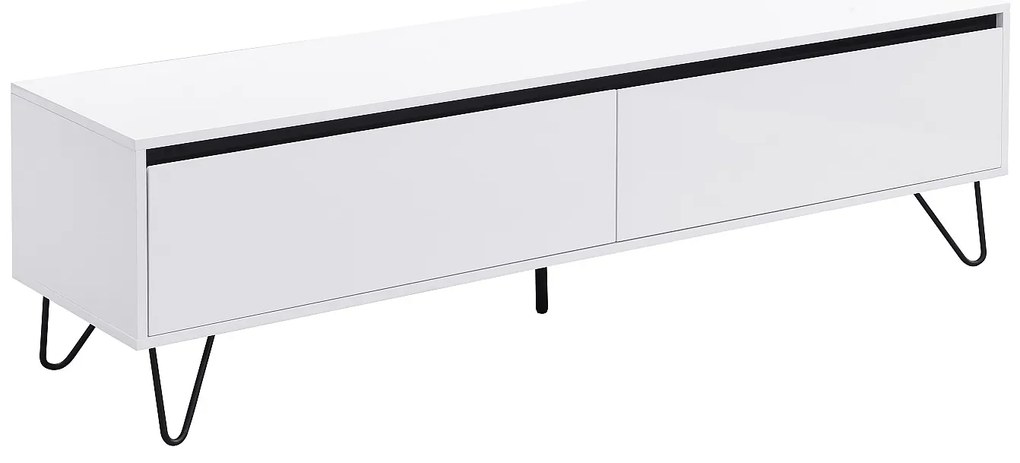 Szafka RTV z 2 zamykanymi schowkami z MDF i stali - Biały i Czarny - ABUJA marki Pascal Morabito