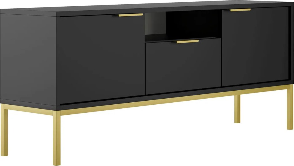 Stojąca szafka RTV w stylu glamour 135 cm czarny + złoty B5-A86