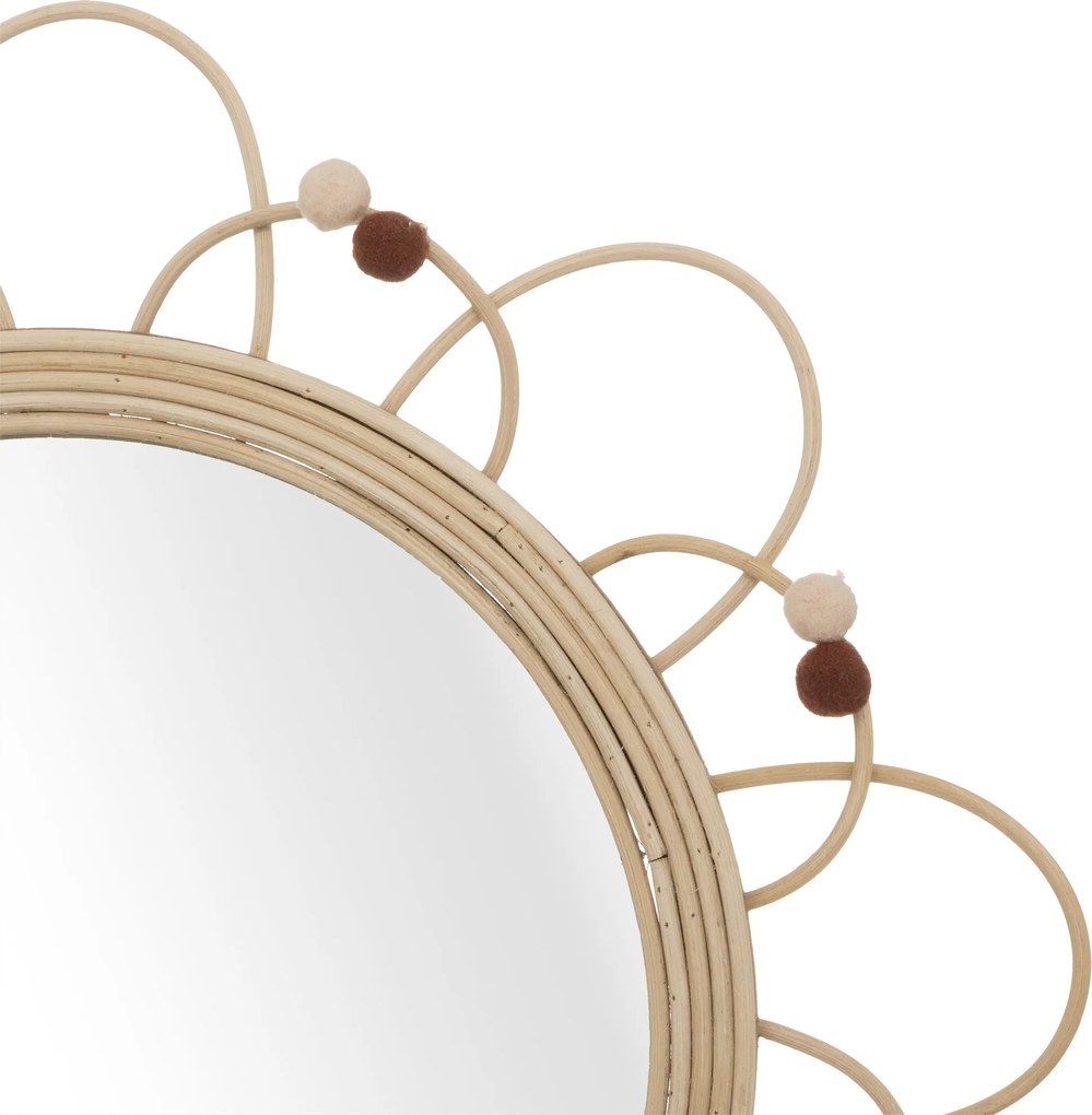 Lustro dekoracyjne CAMPAGNE w oprawie z rattanu, Ø 38 cm