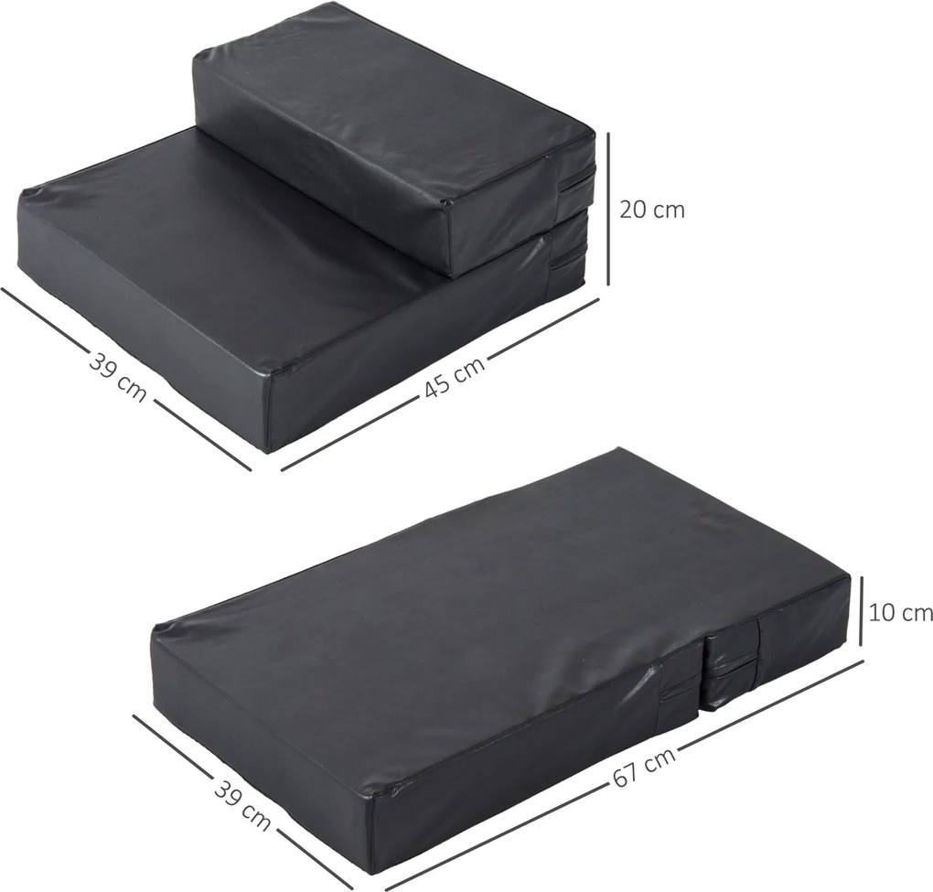 PawHut Schody dla zwierząt Składane schodki dla psa kota Mata antypoślizgowa czarna 45x39x20cm | Aosom PL