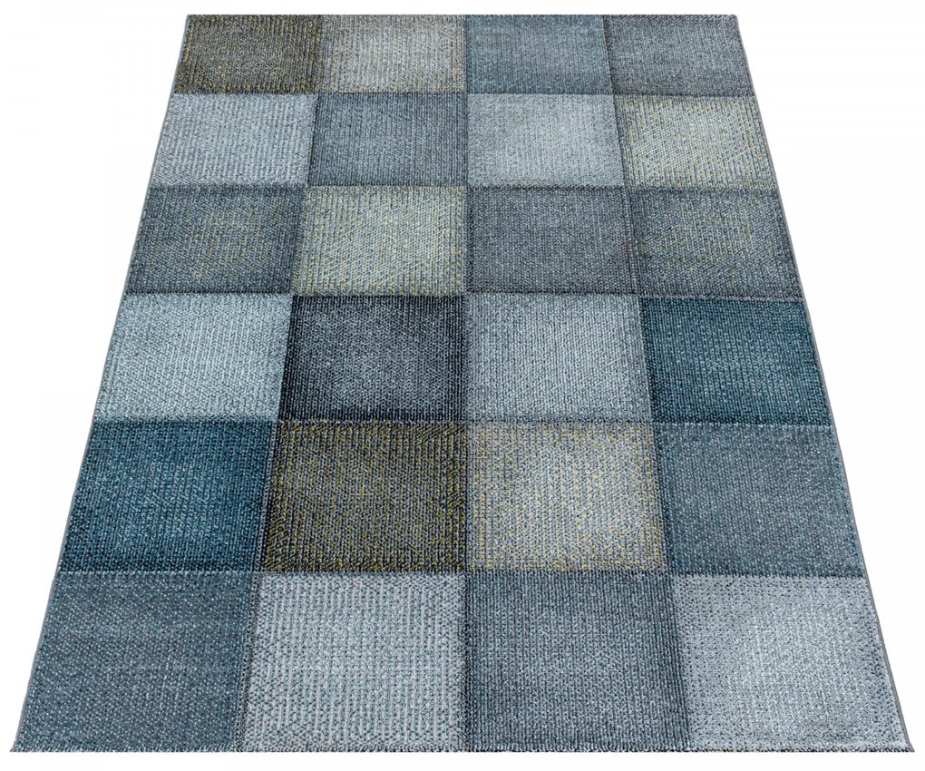 Dywan nowoczesny Ottawa kwadraty niebiesko-wielokolorowe 80 cm x 250 cm
