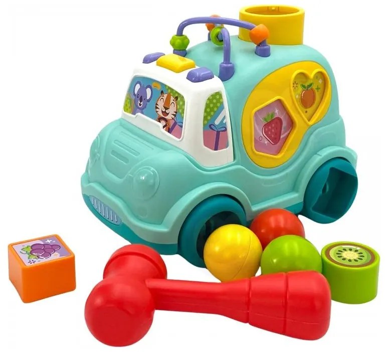 Woopie baby interaktywny samochodzik muzyczny sorter montessori niebieski
