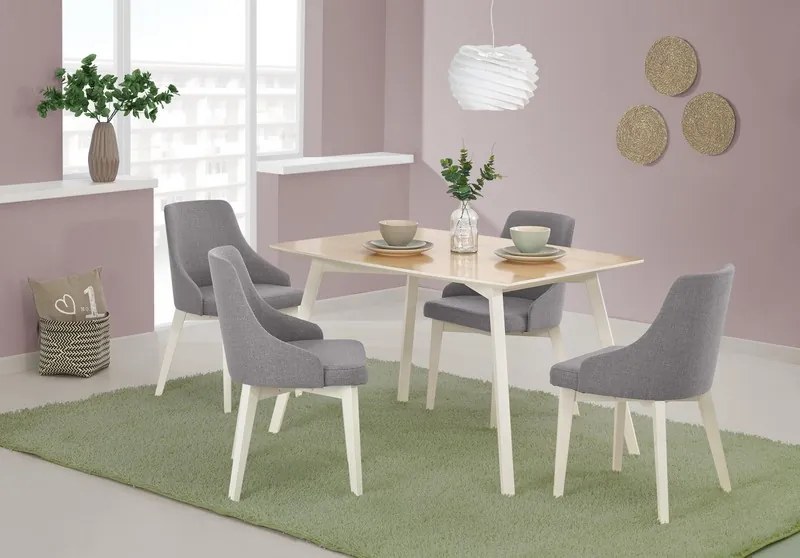 Wygodne krzesło na drewnianych nogach w kolorze białym Toledo Halmar