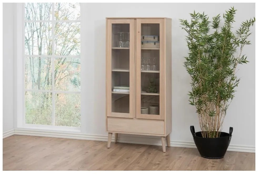 Naturalna witryna w dekorze dębu 80x178 cm Nagano – Actona