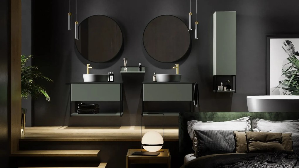 Szafka pod umywalkę LOV 60 cm szaro-zielony półmat KROFAM