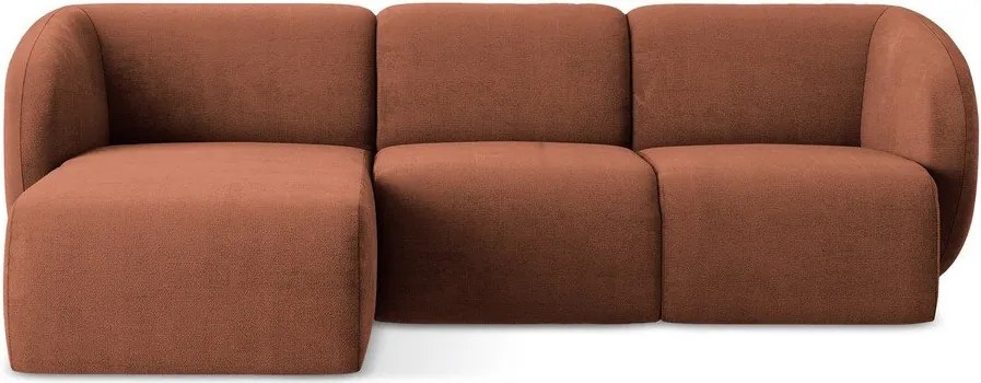 Narożnik z tkaniny szenilowej (lewostronny/z szezlongiem) w kolorze terakoty Lani – Makamii