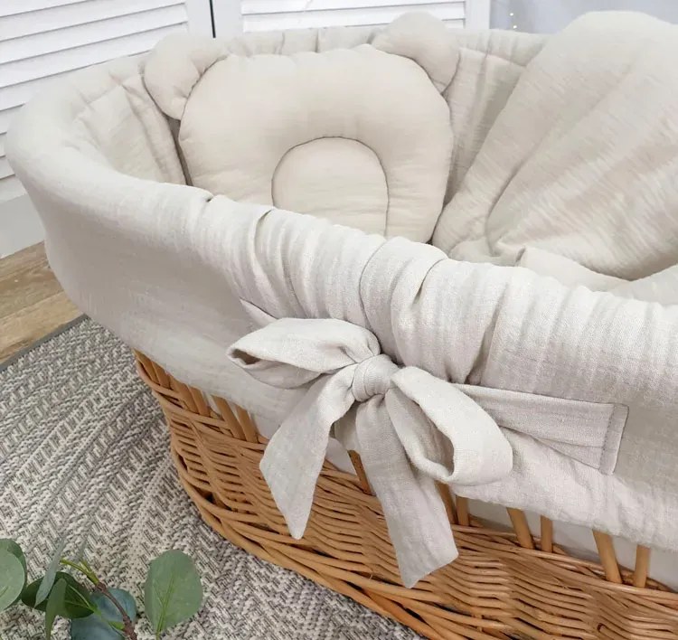 Zestaw kosz na drewnianym stelażu beż F3-E83