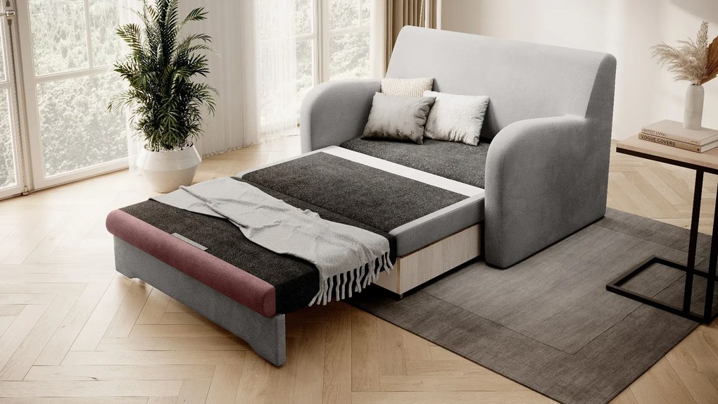 Sofa rozkładana z funkcją spania ARIO jasnoszara/różowa ELTAP