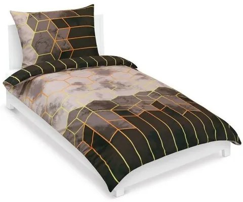 Bellatex Pościel bawełniana Plaster miodu brązowy, beżowy, 140 x 200, 70 x 90 cm