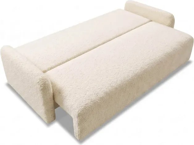 Sofa DUO Rozkładana Dwuosobowa Beżowa Boucle Japandi
