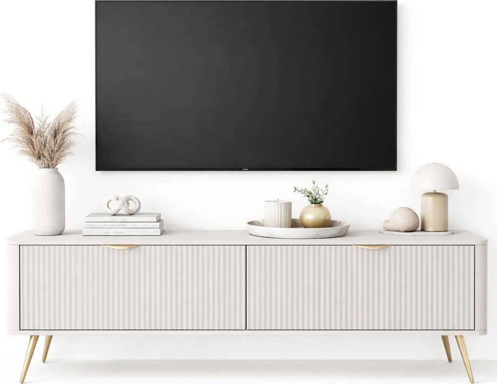 Beżowa nowoczesna szafka RTV na nóżkach K3-F30