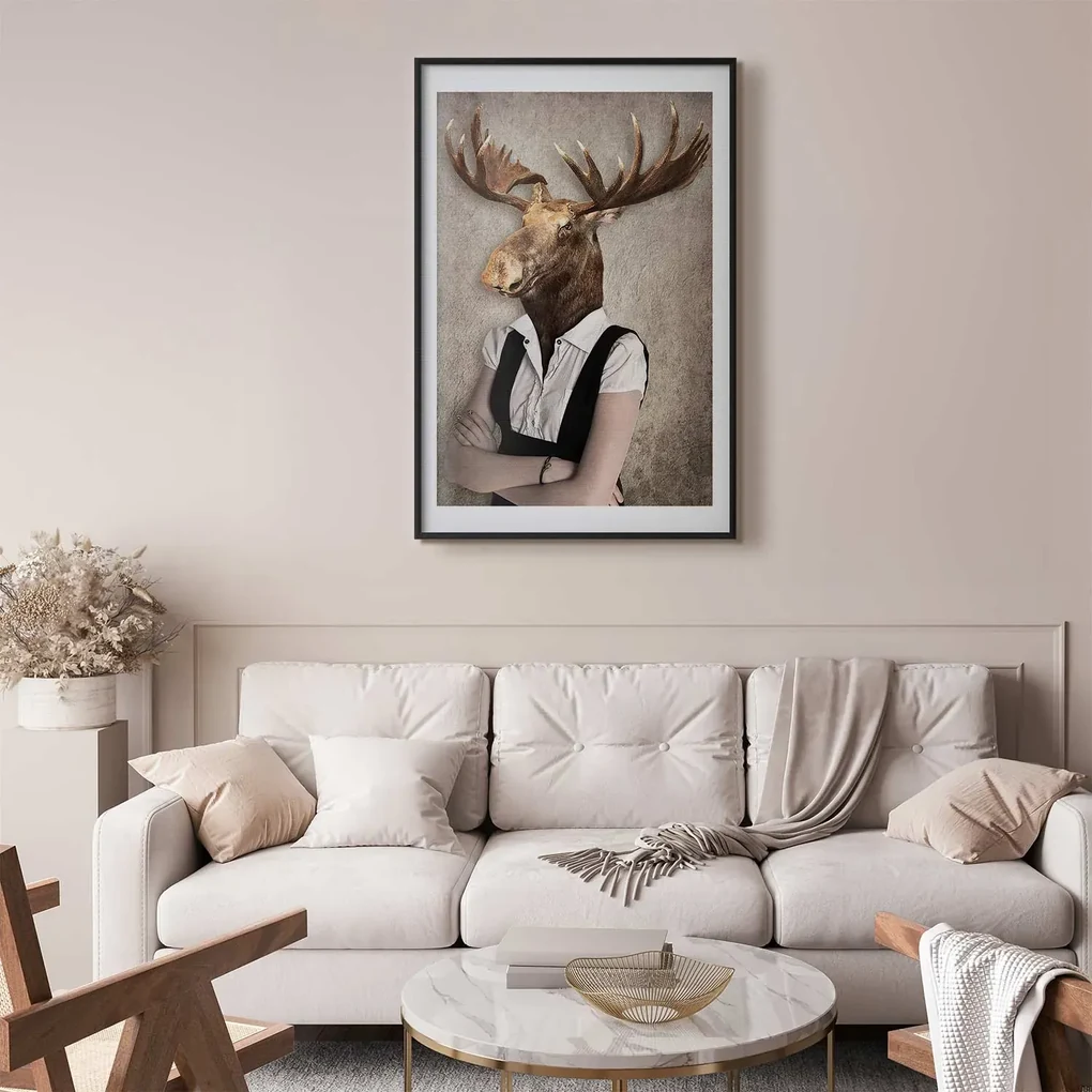 Plakat Łebski łoś 21x30 cm z ramą czarną z marginesem ARTGEIST B