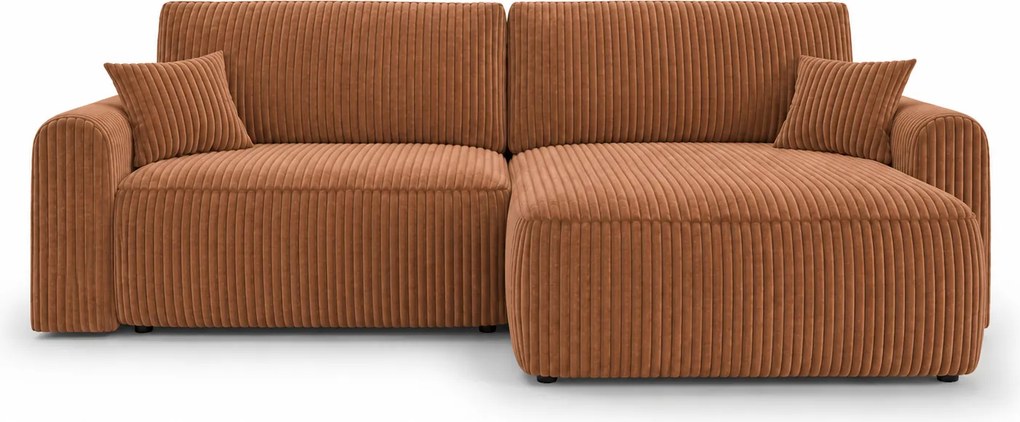 Rozkładana dwustronna sofa w kształcie L NORDEN TILIA 250x140 cm, terakotowa