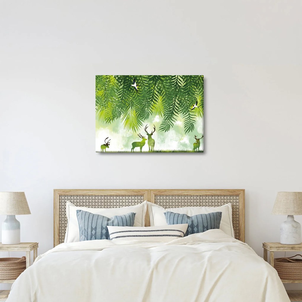 Obraz - Jeleń w lesie (70x50 cm)