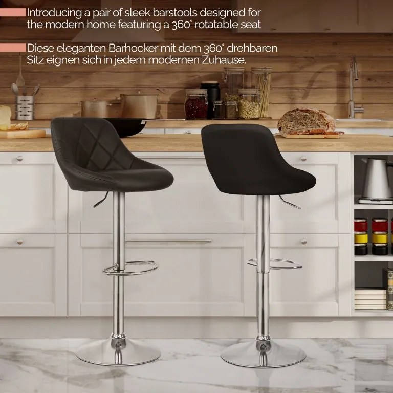 MIADOMODO Krzesło barowe 2szt, bez podłokietnika, czarne