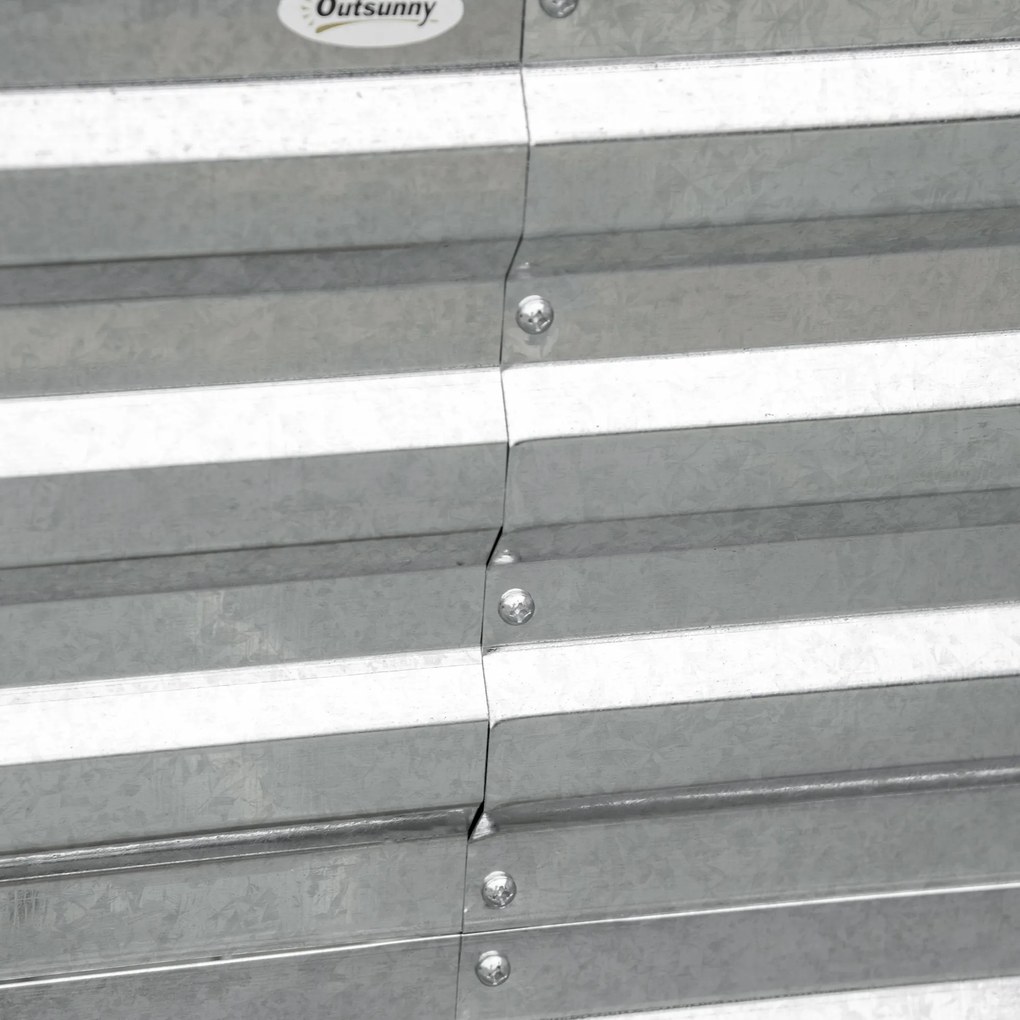 Outsunny Skrzynka na rośliny, Praktyczne wysokie grządki do sadzenia, uprawy i pielęgnacji, Stal, Srebrny