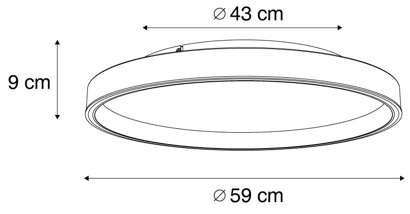Designerska lampa sufitowa biała z drewnem 60 cm z wbudowaną diodą LED i 3-stopniowym przełącznikiem - IngoDesignerski Oswietlenie wewnetrzne