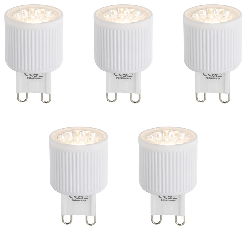 Zestaw 5 ściemnialnych 3-stopniowo żarówek LED G9 24mm 3W 300 lm 2700K