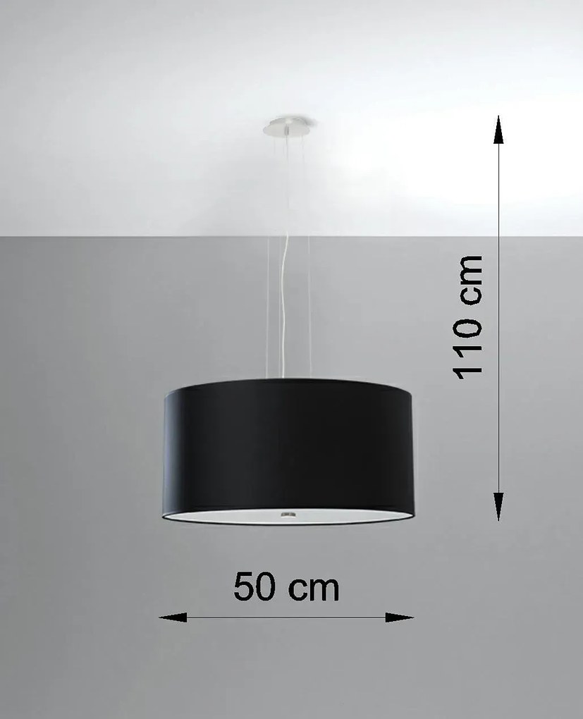 Czarny okrągły żyrandol z abażurem 50 cm - 3X EX689 S6-A73