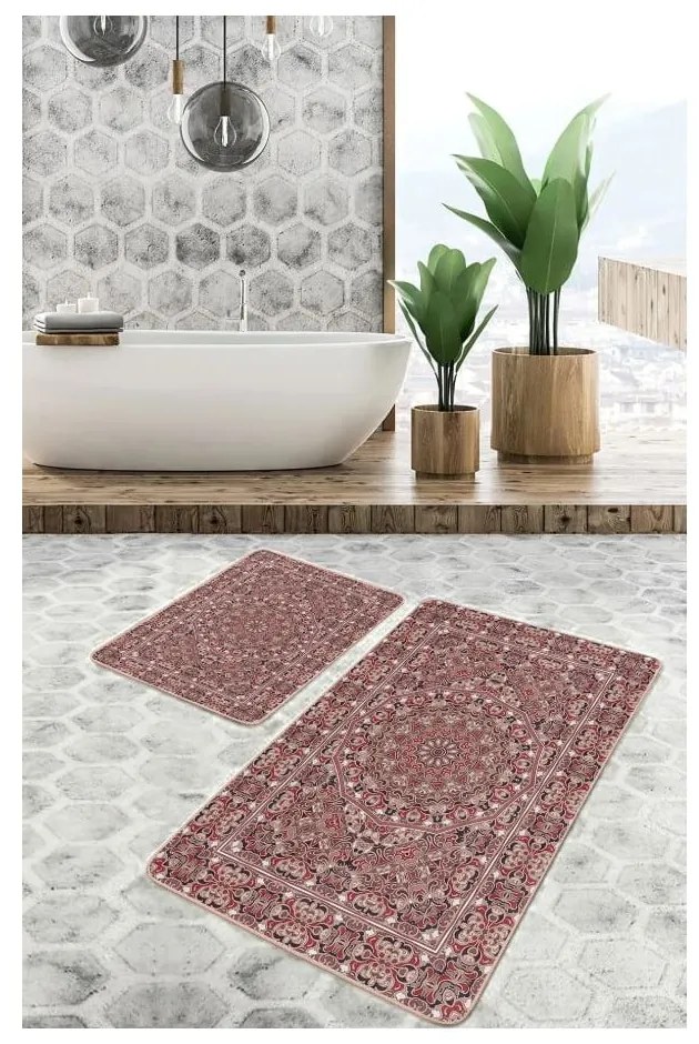 Brązowe aksamitne dywaniki łazienkowe zestaw 2 szt. 60x100 cm – Mila Home