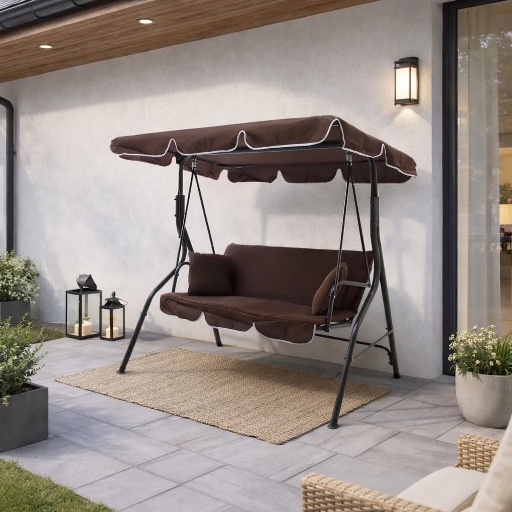 Huśtawka ogrodowa 3-osobowa Puerto MAS-4003A, brąz