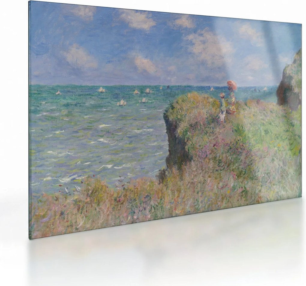 Obraz na szkle - Claude Monet, Cliff Walk at Pourville, reprodukcje (70x50 cm)