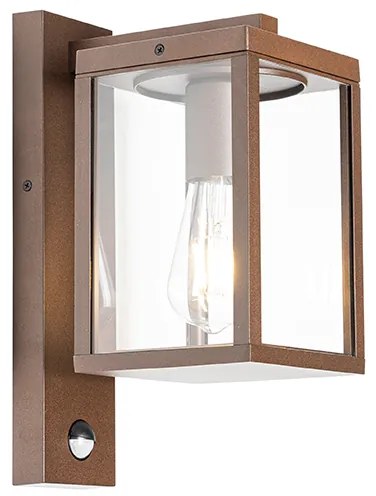 Lampka ścienna zewnętrzna brązowa rdza z czujnikiem ruchu IP44 - Charlois