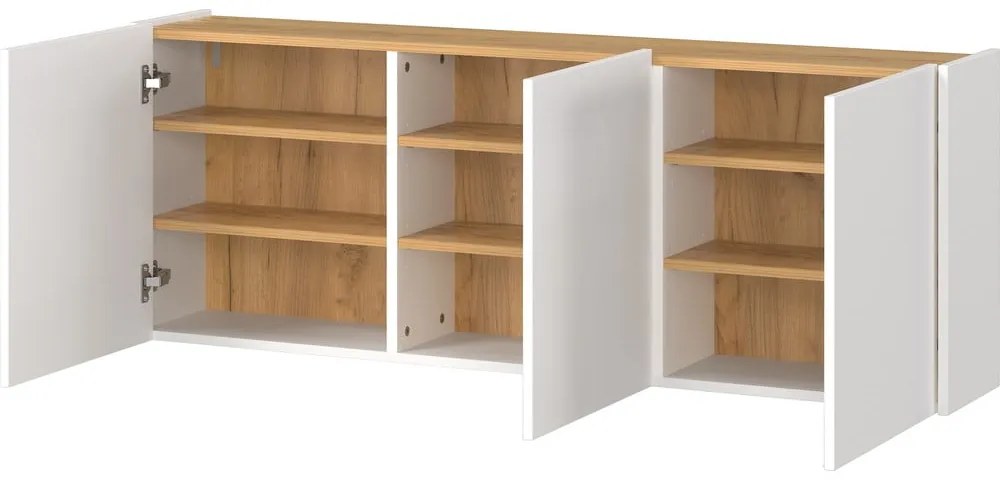 Biała szafka w dekorze dębu wisząca 138x52x25 cm Libbiano – Germania