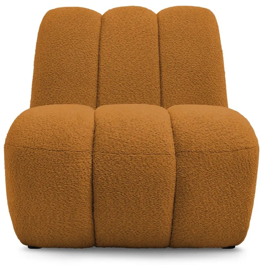 Musztardowy fotel z materiału bouclé Janissaire – Bobochic Paris