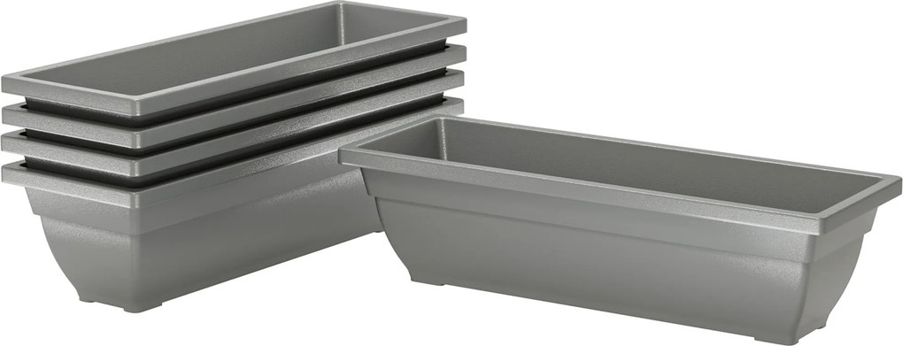Outsunny Zestaw 5 Doniczek z Plastiku dla Tarasu, Ogrodu, Balkonu, 59 x 21 x 16 cm, Szary