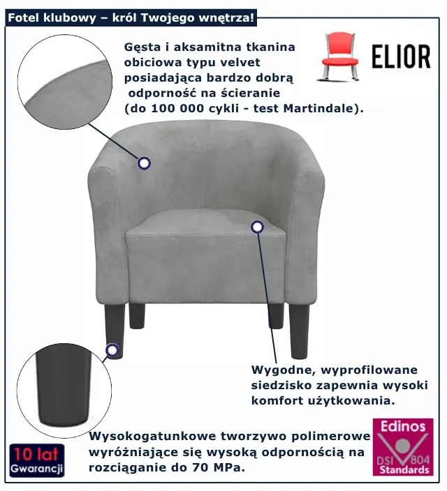 Jasnoszary fotel klubowy E8-A87
