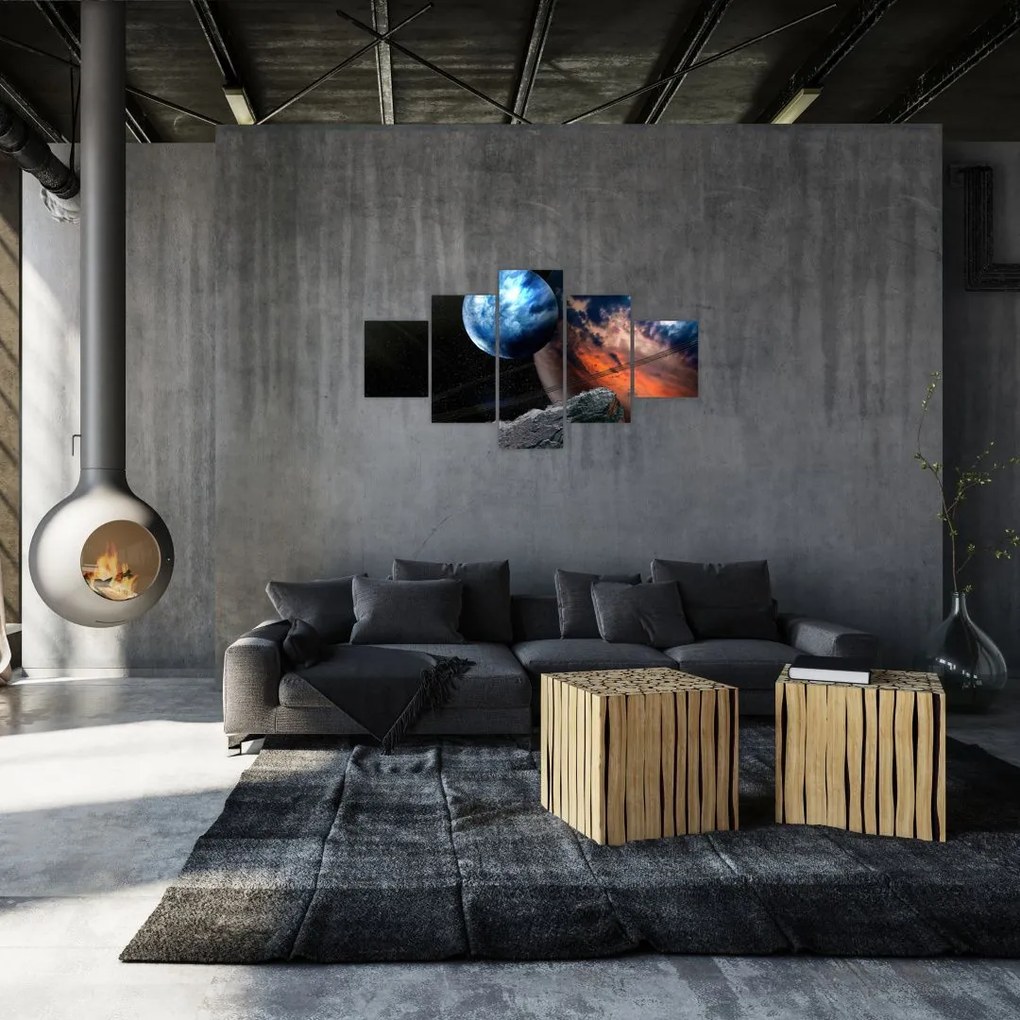 Obraz planety w kosmosie (125x70 cm)