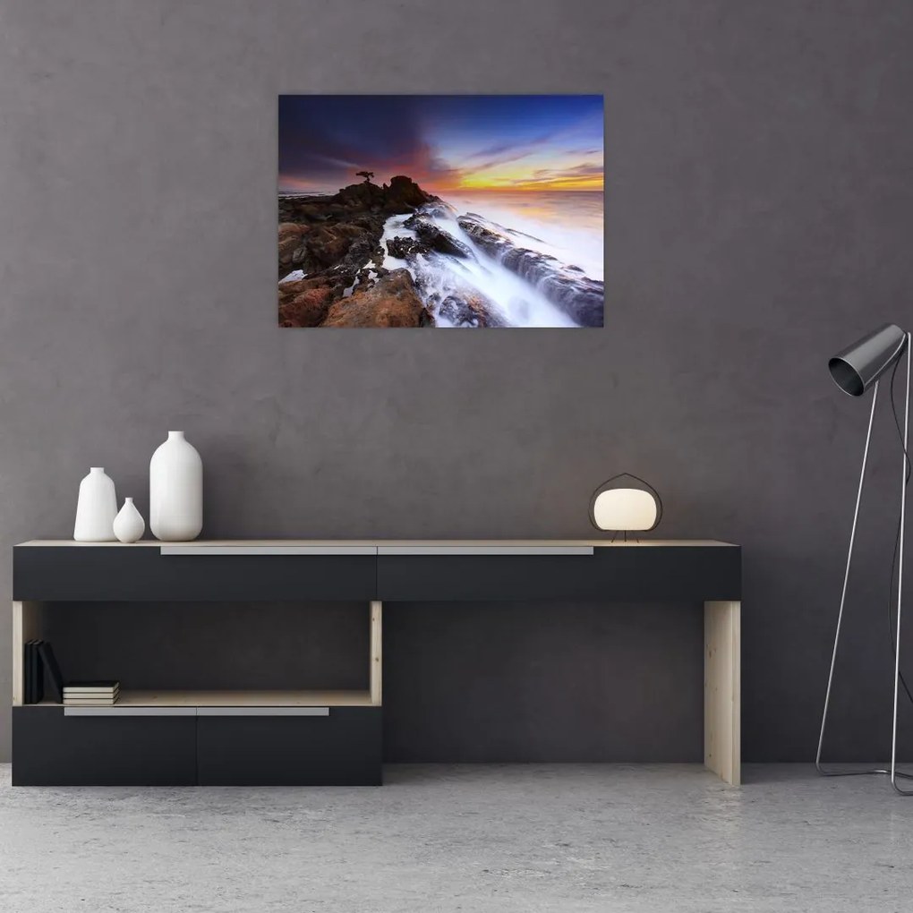 Obraz na szkle - góra we mgle (70x50 cm)